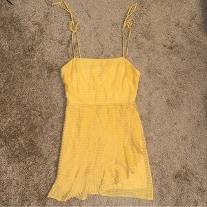 Mini Ruffled Shoulder Ties Yellow Sundress